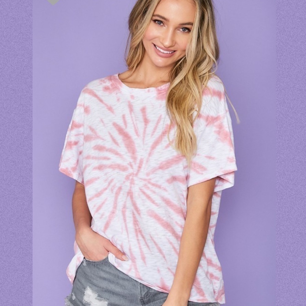 DUSTY Pink Spiral Tie Dye T-Shirt